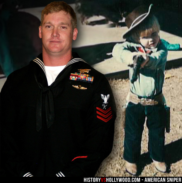 Chris Kyle in Dress Uniform and Childhood Photo
