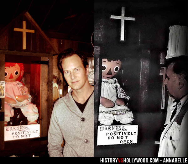 Patrick Wilson and Ed Warren with Annabelle