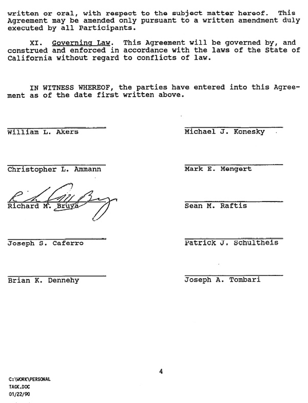 Full Tag Participation Agreement Signed by the Tag Brothers